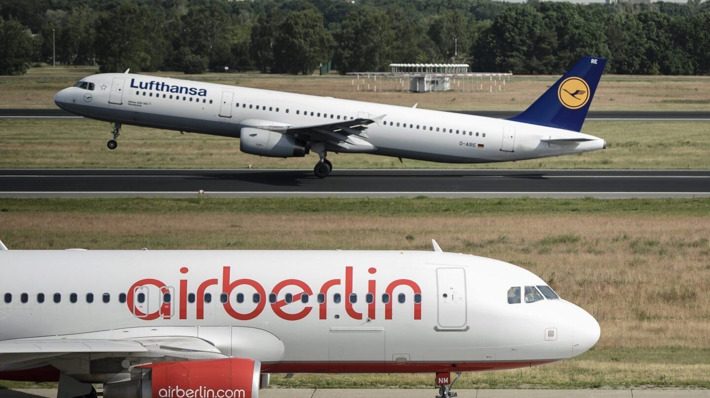 Aviones de las aerolíneas Lufthansa y Air Berlin.