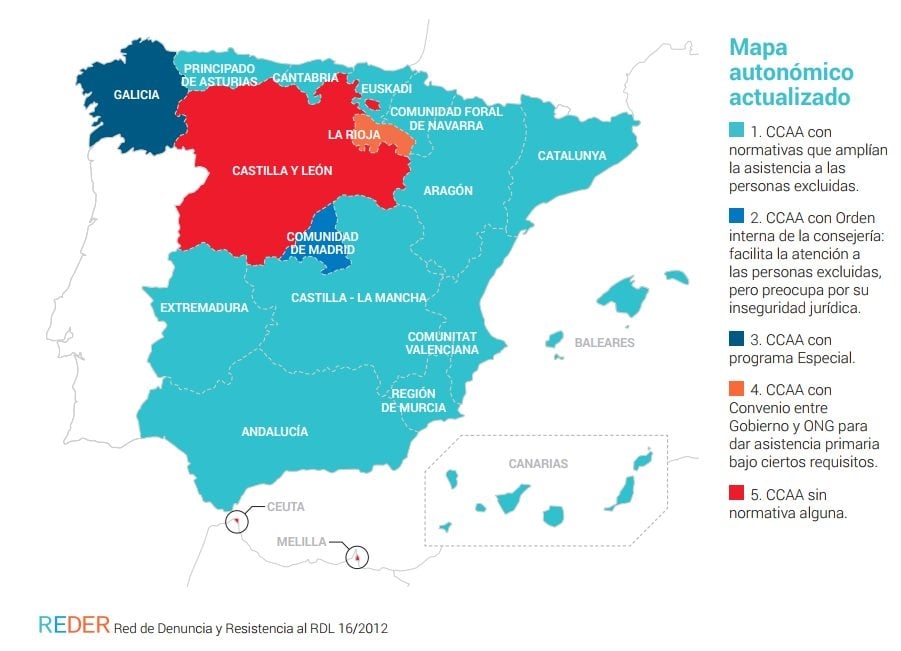 Mapa de ampliación de la cobertura sanitaria de REDER.