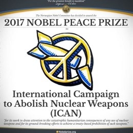 Premio Nobel de la Paz 2017 para la campaña contra las armas nucleares.