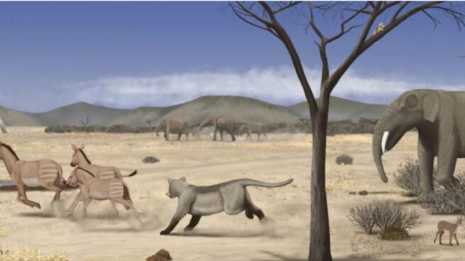 Recreación de la sabana del centro ibérico en el Mioceno