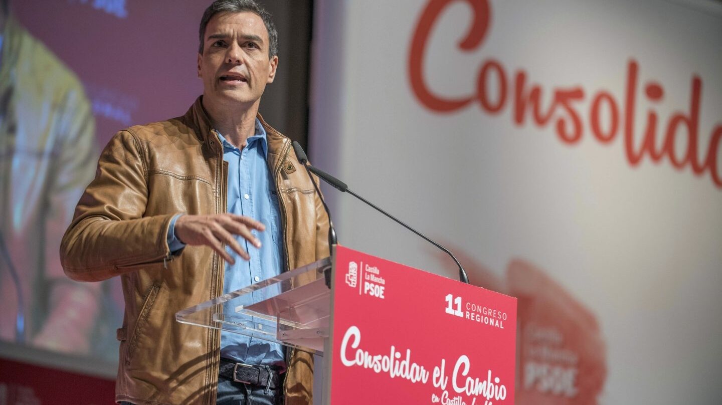 El secretario general del PSOE, Pedro Sánchez, durante su intervención en Toledo.