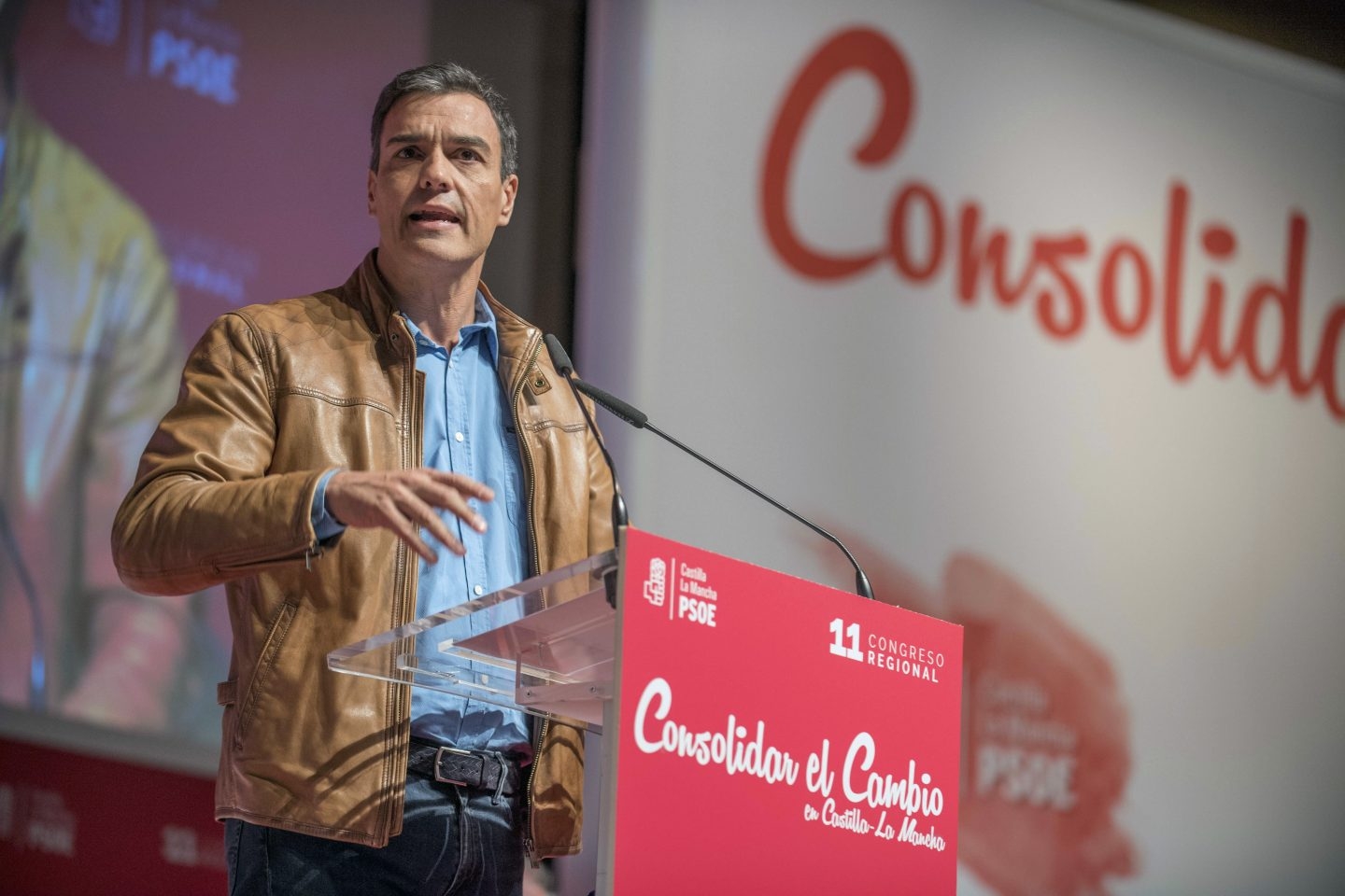 El secretario general del PSOE, Pedro Sánchez, durante su intervención en Toledo.