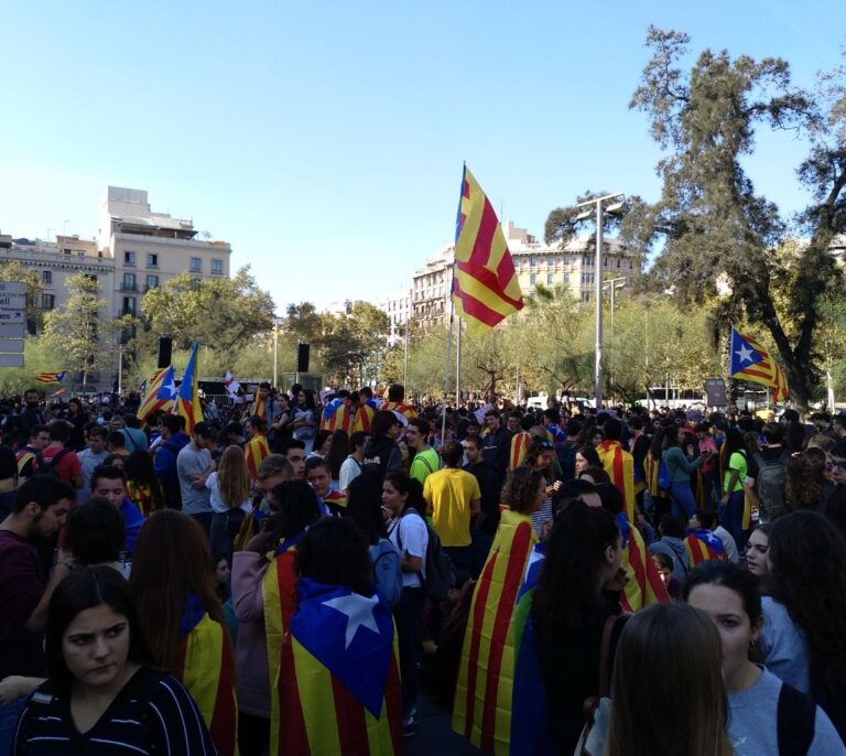 Los estudiantes llegan al Palau a presionar a Puigdemont para que haga la independencia