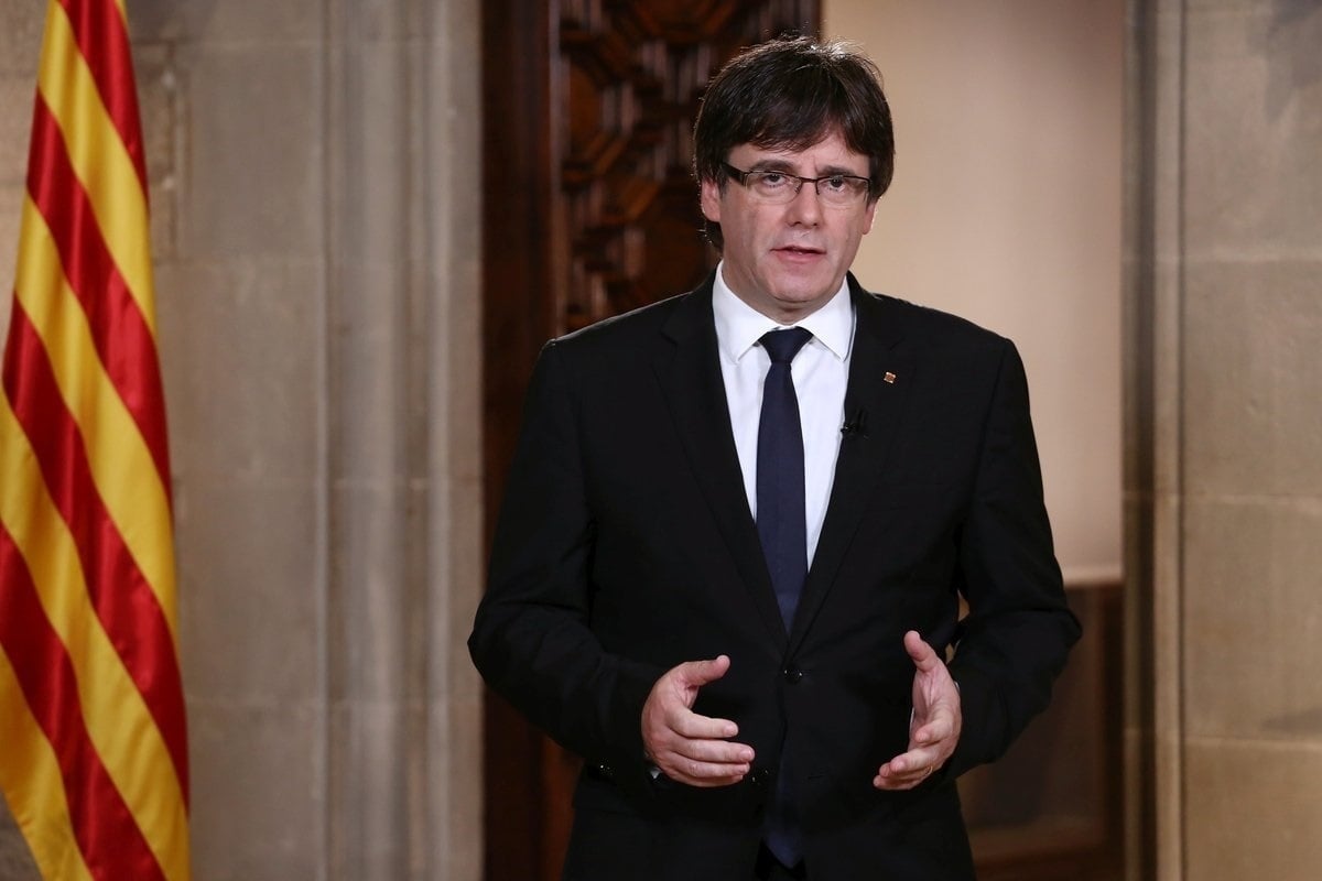 El presidente de la Generalitat, Carles Puigdemont, en el Palau de la Generalitat.