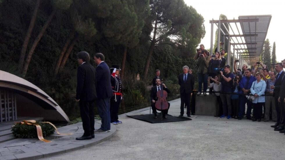 Carles Puigdemont y Oriol Junqueras en el homenaje a Lluís Companys.