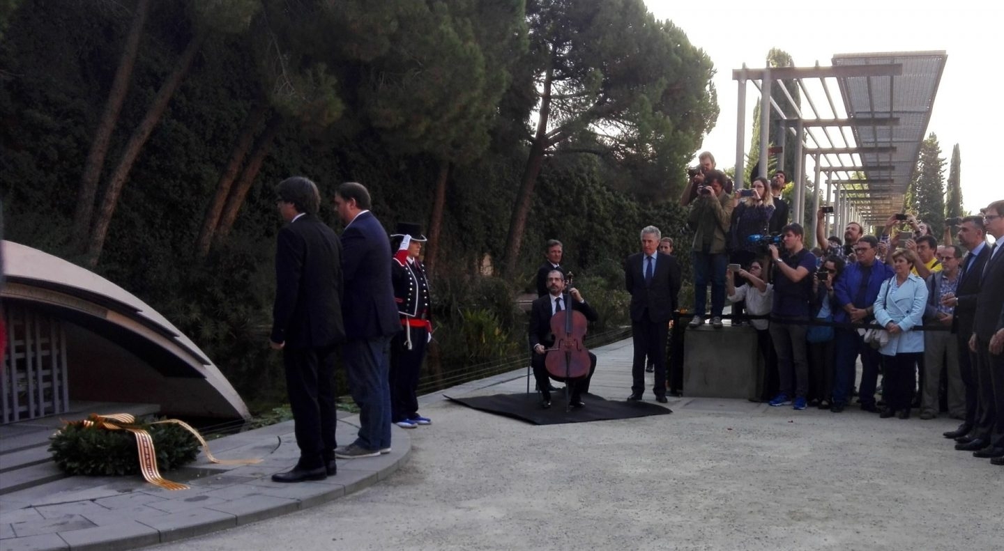 Carles Puigdemont y Oriol Junqueras en el homenaje a Lluís Companys.