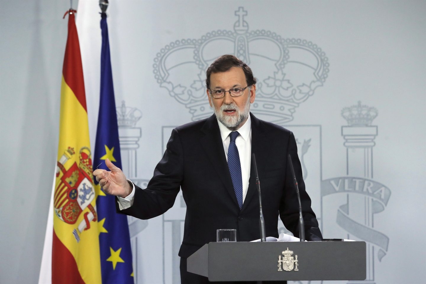 Mariano Rajoy, tras el Consejo de Ministros que ha aprobado la activación del artículo 155 en Cataluña.
