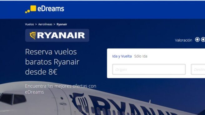 Imagen de la web creada por eDreams y que Ryanair consideraba que engañaba a los clientes.