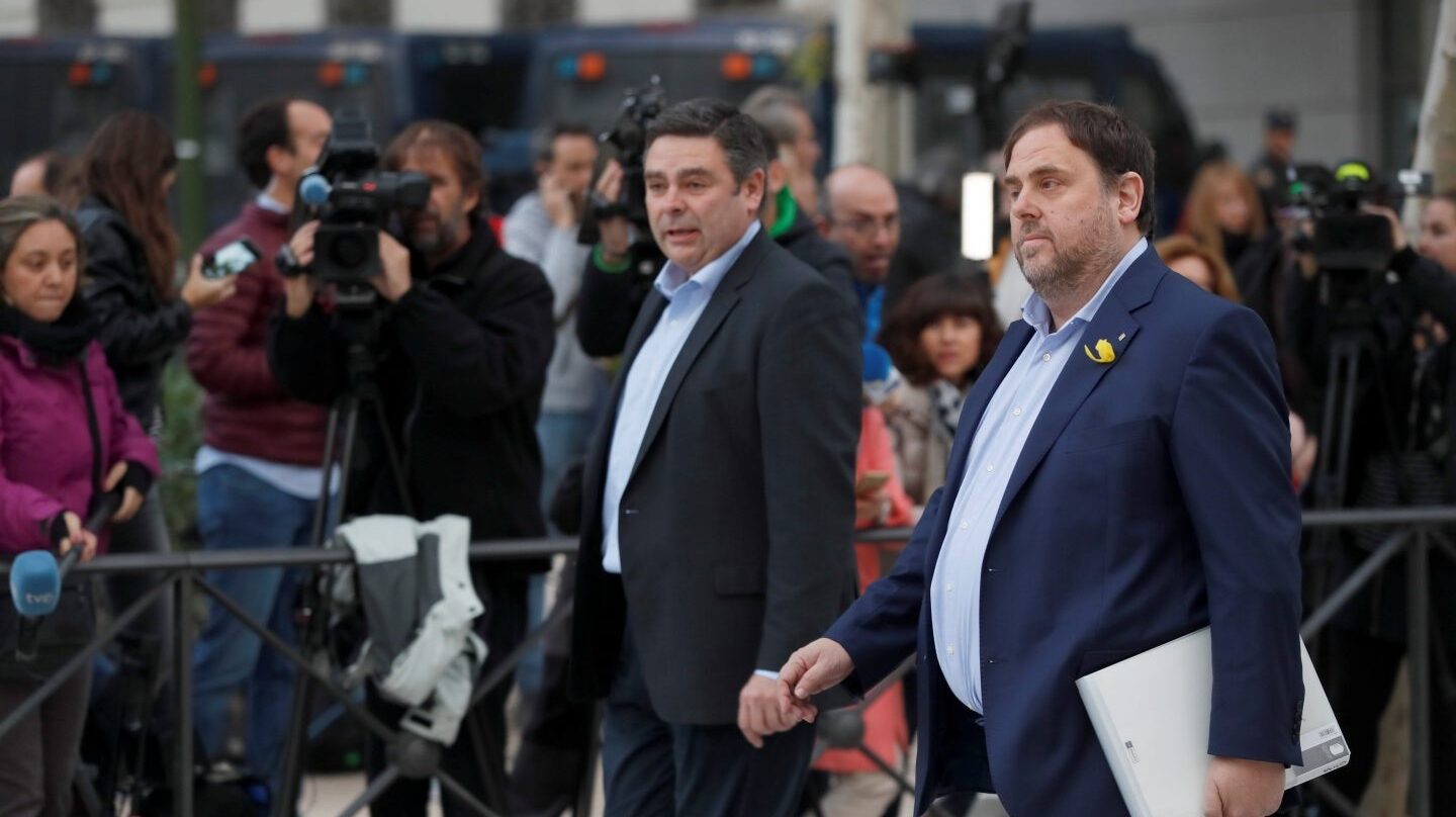El vicepresidente cesado de la Generalitat de Cataluña, Oriol Junqueras, a su llegada a la sede de la Audiencia Nacional, a finales de octubre.