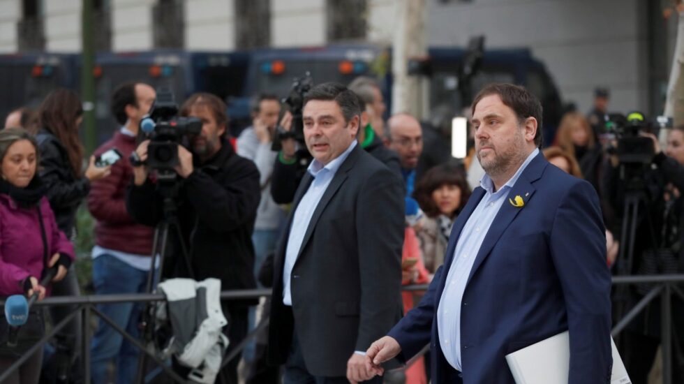 El vicepresidente cesado de la Generalitat de Cataluña, Oriol Junqueras, a su llegada a la sede de la Audiencia Nacional, a finales de octubre.