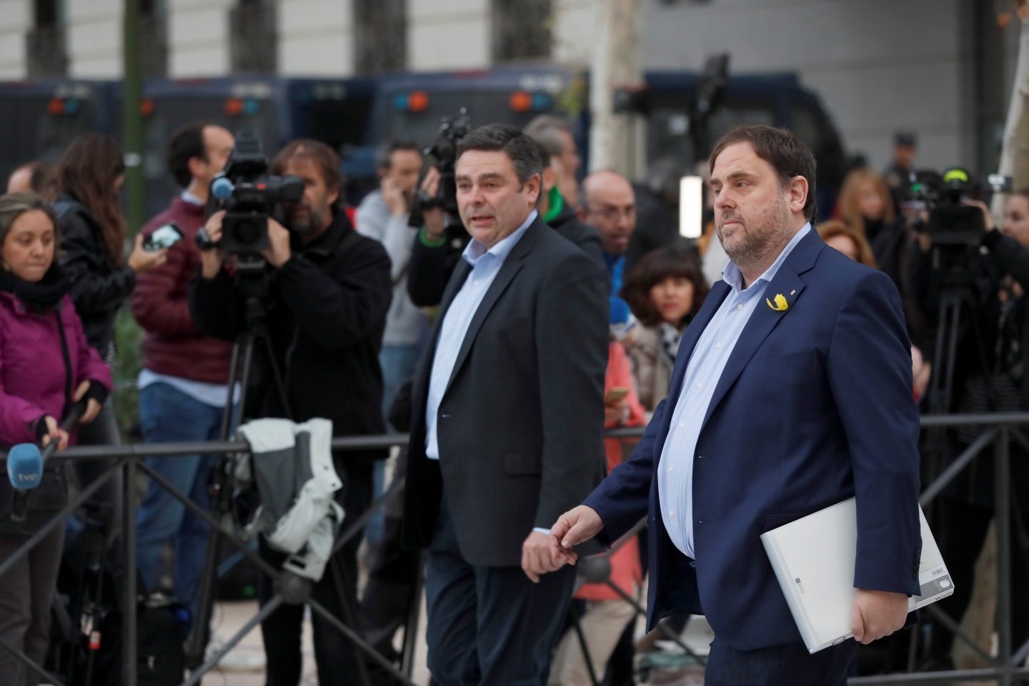 El vicepresidente cesado de la Generalitat de Cataluña, Oriol Junqueras, a su llegada a la sede de la Audiencia Nacional, a finales de octubre.