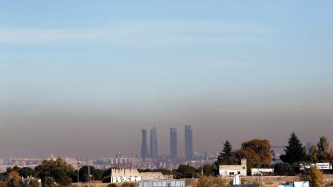 Vista de la capa de contaminación que cubre la ciudad de Madrid.