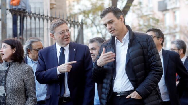 Pedro Sánchez y Ximo Puig este lunes en Valencia.