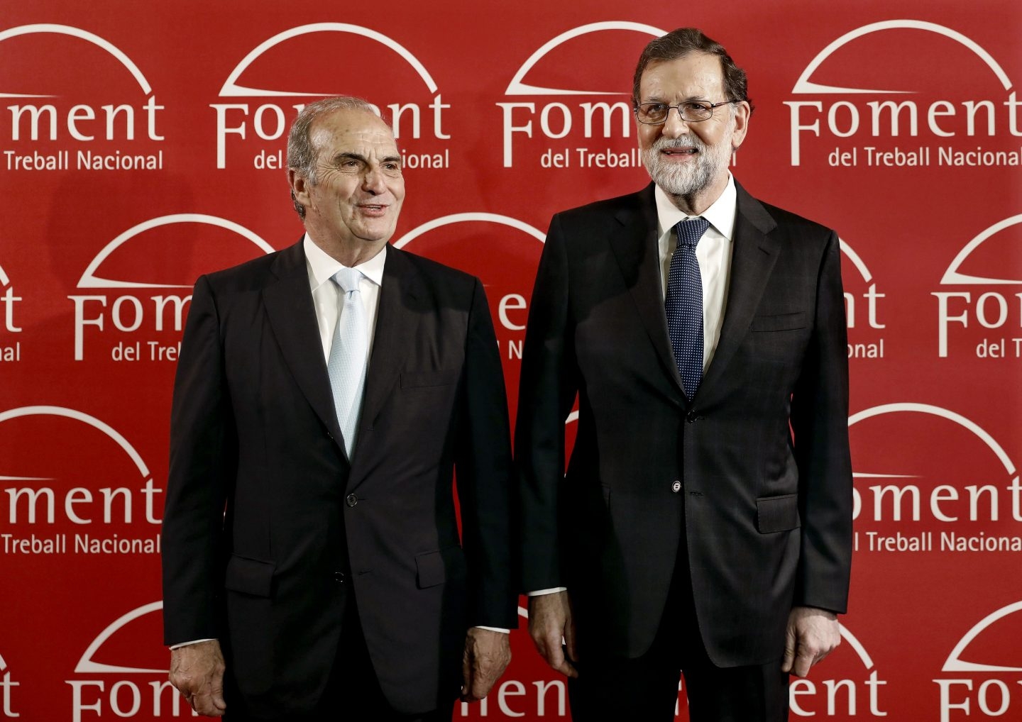 Mariano Rajoy, junto al presidente de Foment del Treball, Joaquim Gay de Montellá.