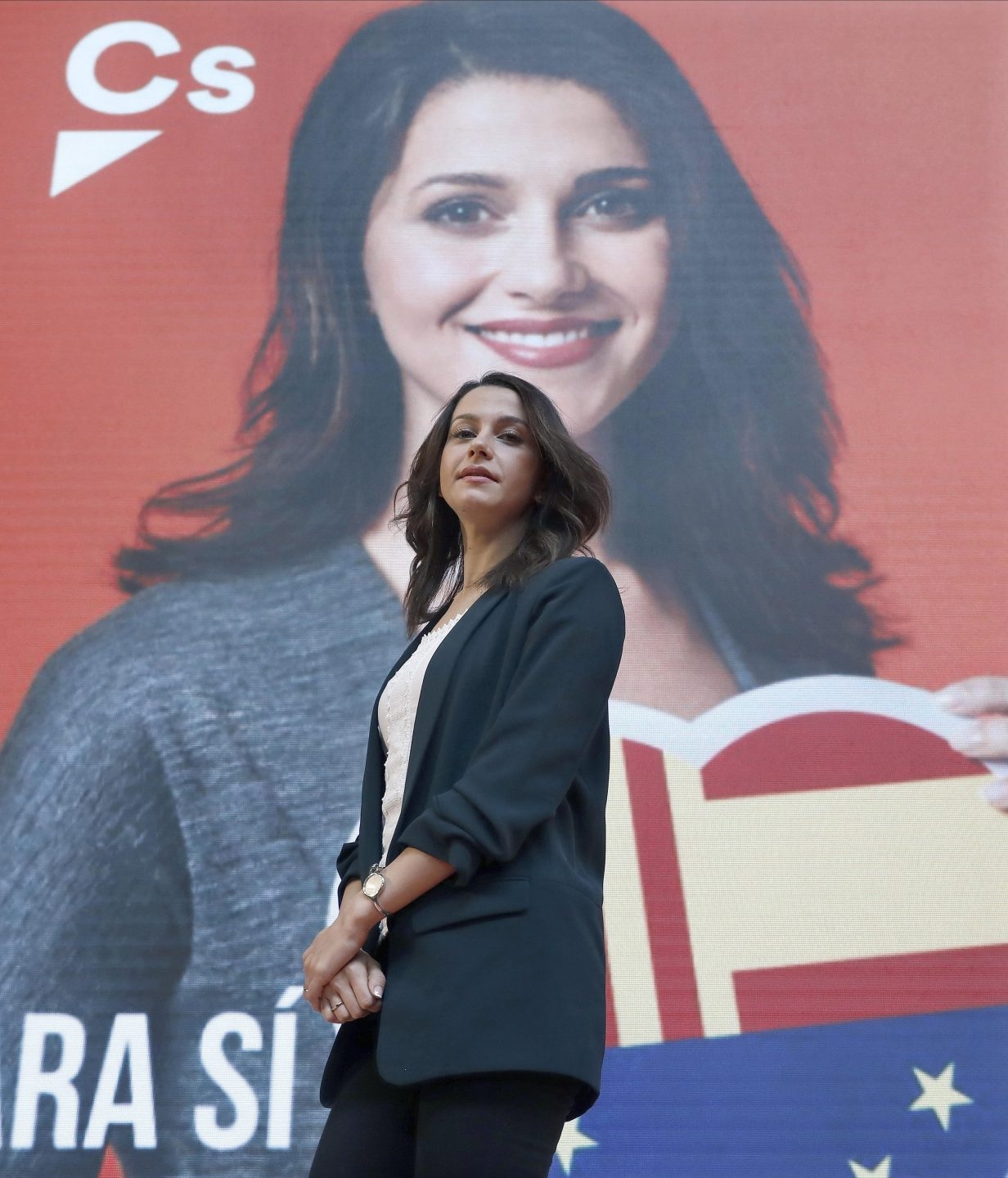 La candidata a la presidencia de la Generalitat, Inés Arrimadas, durante el acto de presentación de la campaña y del cartel electoral de Ciudadanos.