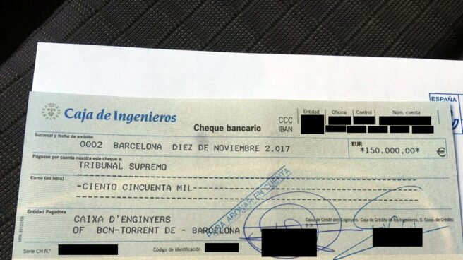 Cheque_ANC_Forcadell La ANC publicó el cheque con el que abonó la fianza de Carme Forcadell.