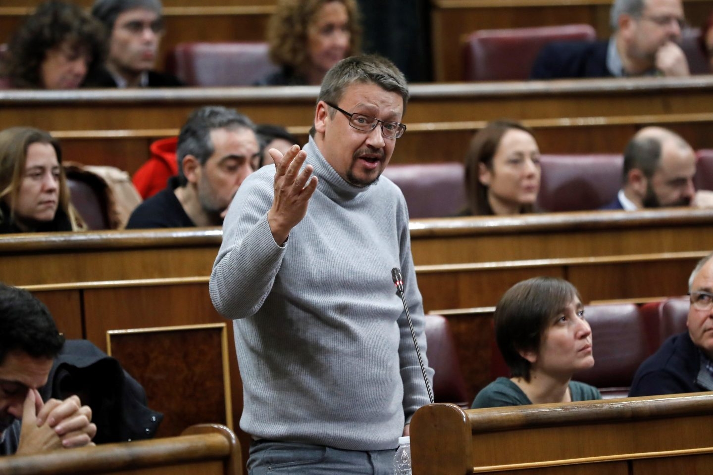 El portavoz de En Comú Podem Xavier Doménech, en el Congreso.