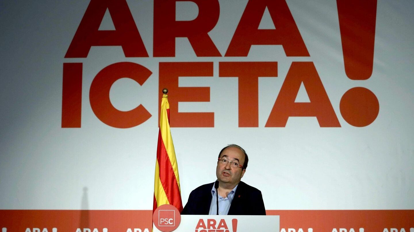 El primer secretario del PSC, Miquel Iceta, durante su intervención ante el Consell Nacional.