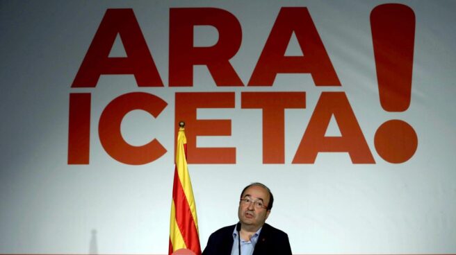 El primer secretario del PSC, Miquel Iceta, durante su intervención ante el Consell Nacional.