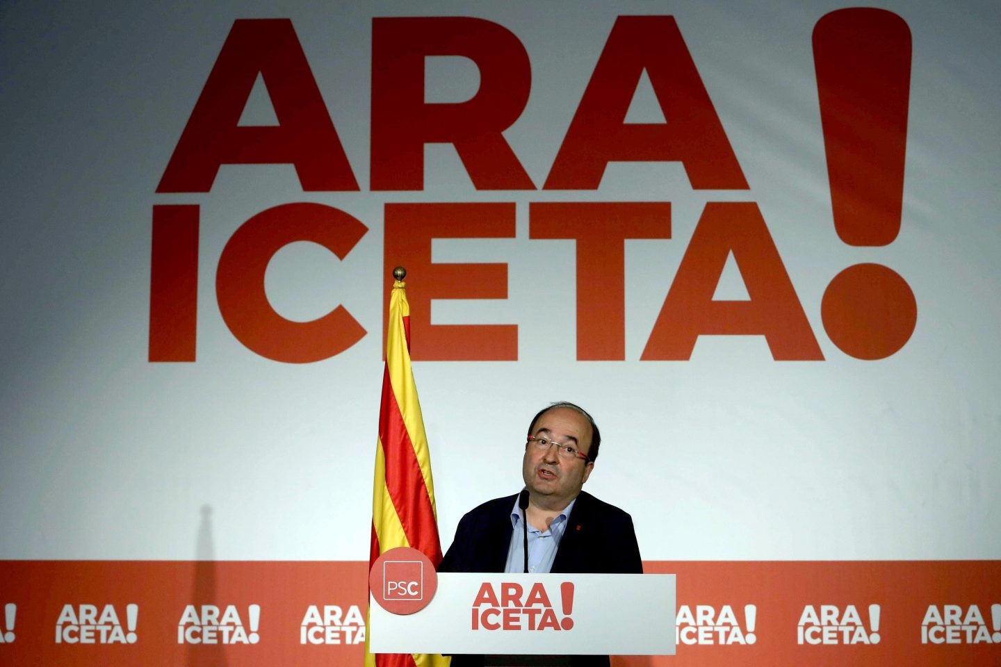 El primer secretario del PSC, Miquel Iceta, durante su intervención ante el Consell Nacional.