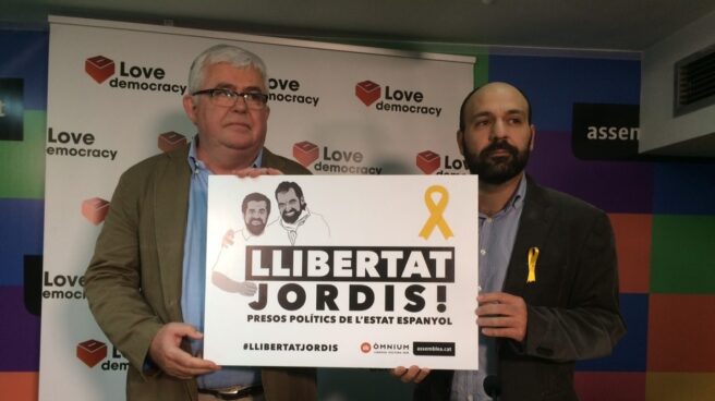 Agustí Alcoberro (ANC) y Marcel Mauri (Omnium), en un acto en defensa de los Jordis.
