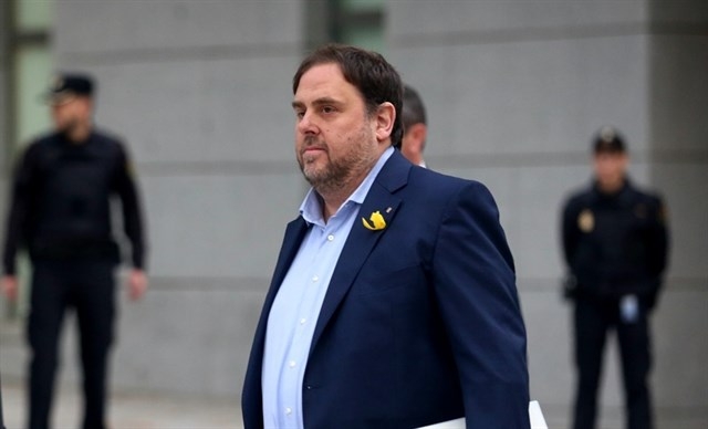 Oriol Junqueras, dirigiéndose a la Audiencia Nacional horas antes de que la juez Lamela decretara su ingreso en prisión.