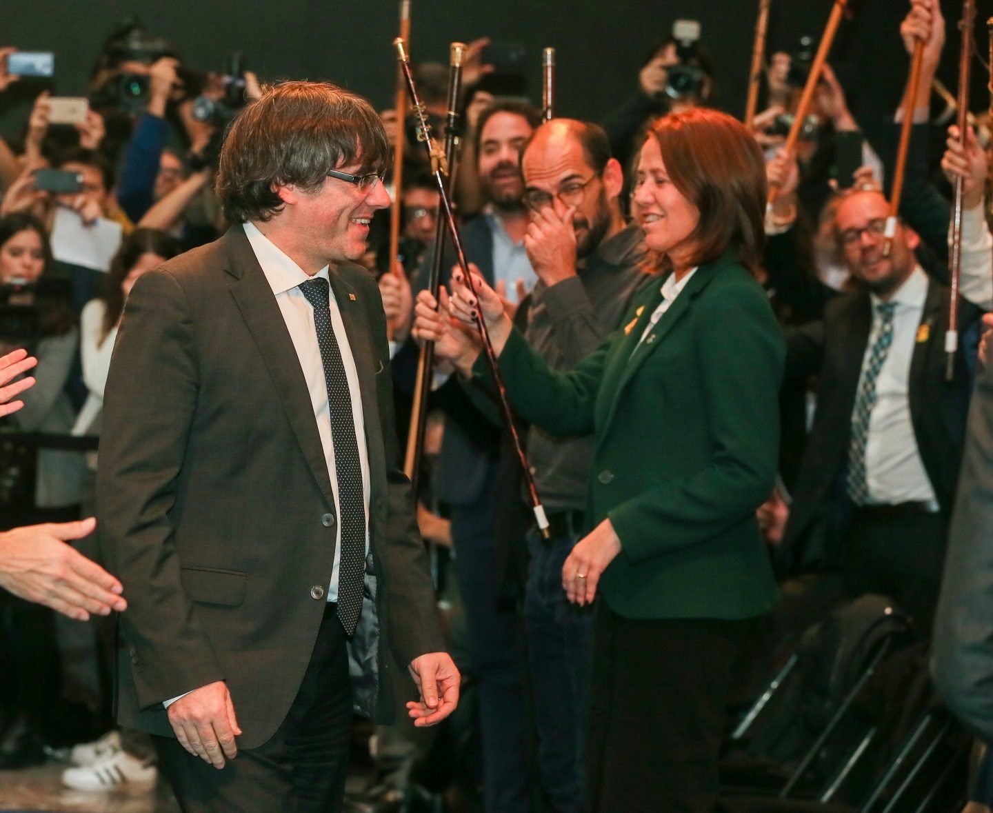 Carles Puigdemont, en el acto celebrado con alcaldes en Bruselas.