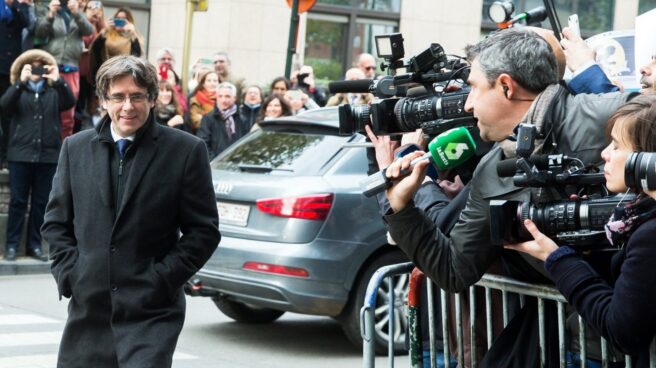 Carles Puigdemont, llegando esta semana al Centro de Prensa de Bruselas (Bélgica).