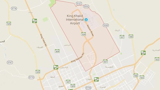 Riad Localización del aeropuerto King Khalid, en Riad, capital de Arabia Saudí.