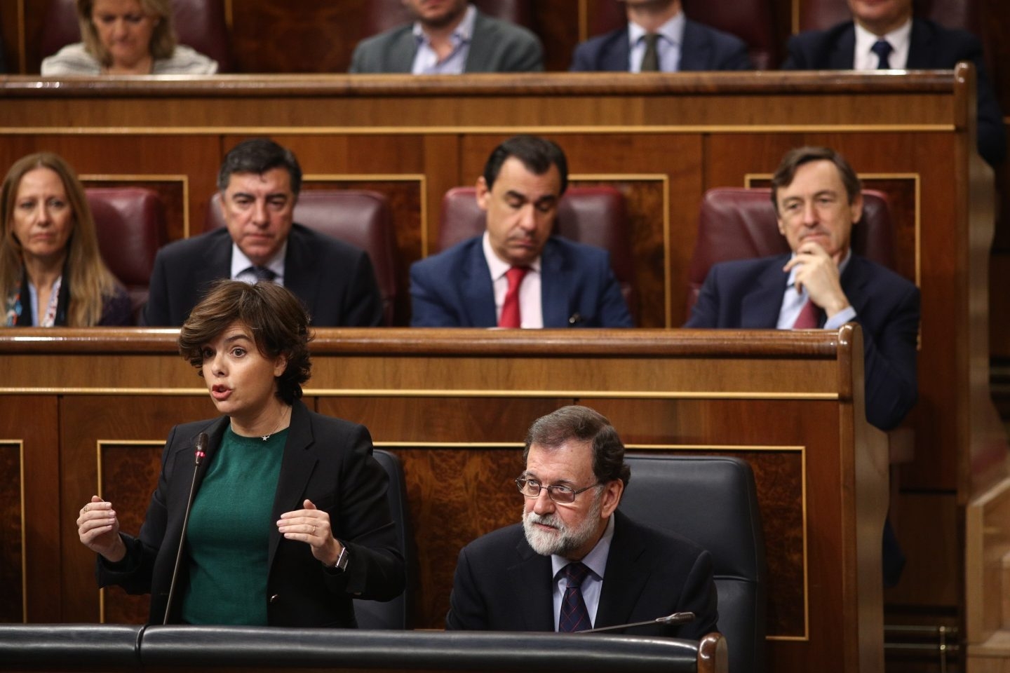 Sáenz de Santamaría y Rajoy, en el Congreso.