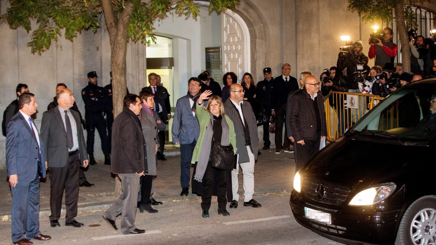 Corominas, Guinó, Barrufet y Simó (de dcha. a izq.) salen del Tribunal Supremo.