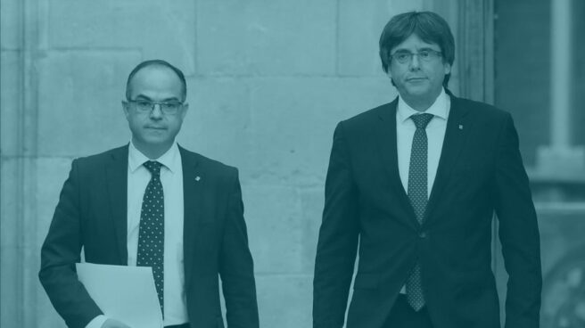 Turull y Puigdemont, en la sede de la Generalitat.