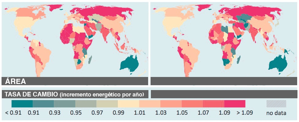 Tasa anual de incremento de luz artficial