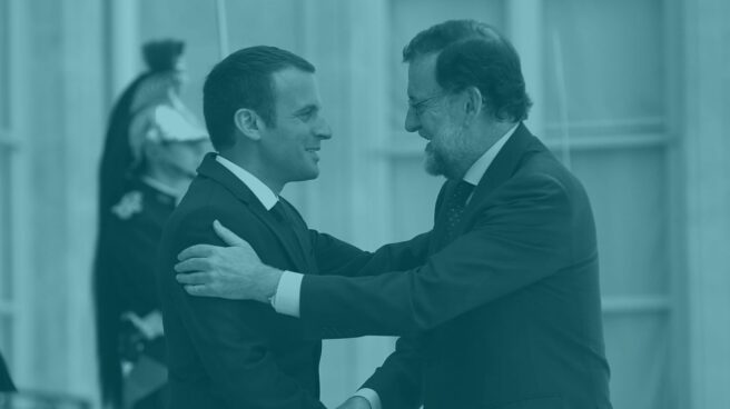 El presidente francés, Emmanuel Macron, y Mariano Rajoy.