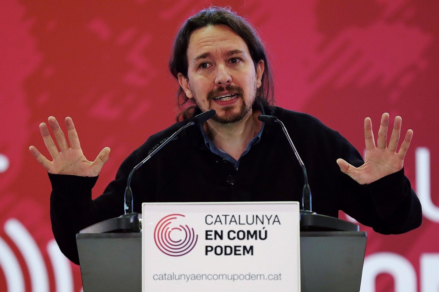 Pablo Iglesias, este domingo en un mitin en Cataluña, un día antes de presentar un recurso al TC por el 155.