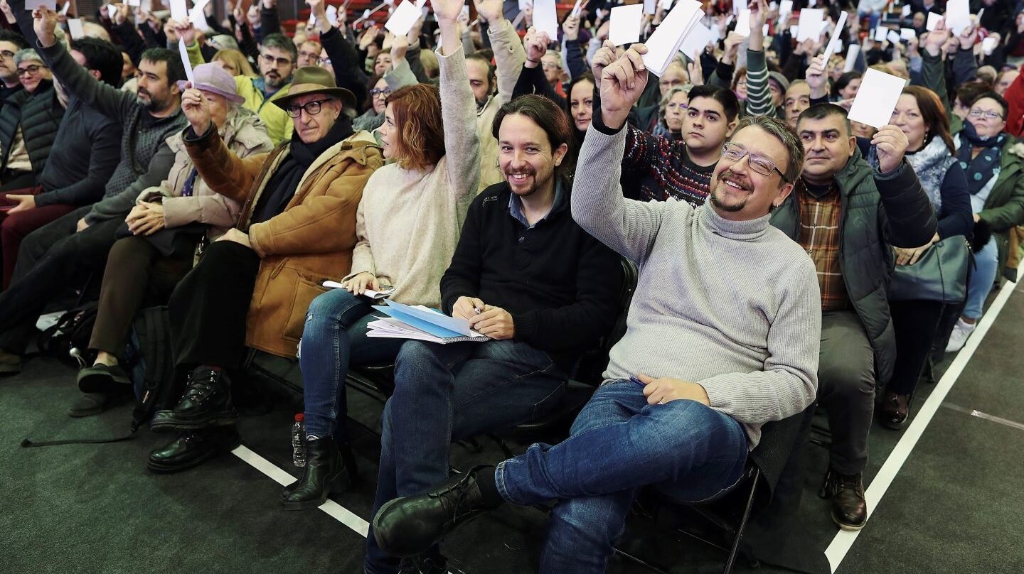 Pablo Iglesias y Xavi Domènech durante la campaña del 21D.