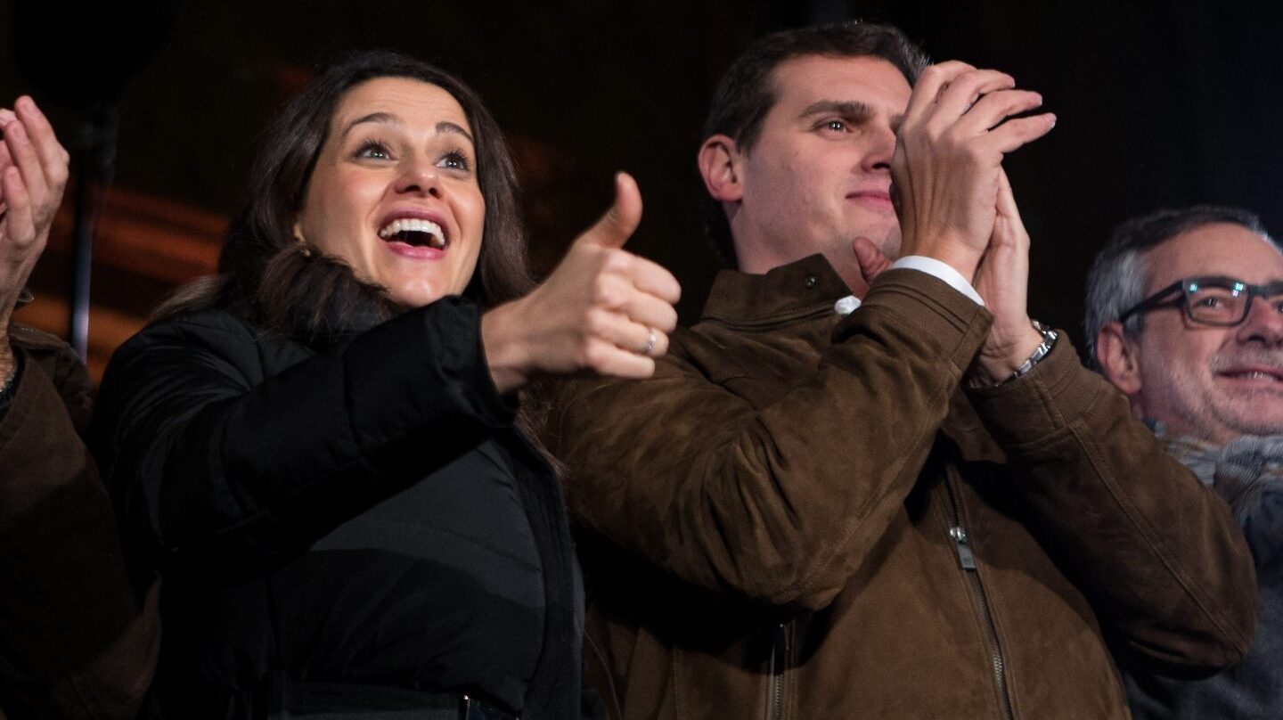 Arrimadas y Rivera, en el cierre de campaña de Ciudadanos en Cataluña.