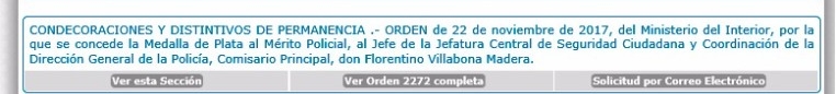 Referencia a la condecoración otorgada a Villabona que se publica este lunes en la orden general de la Policía.