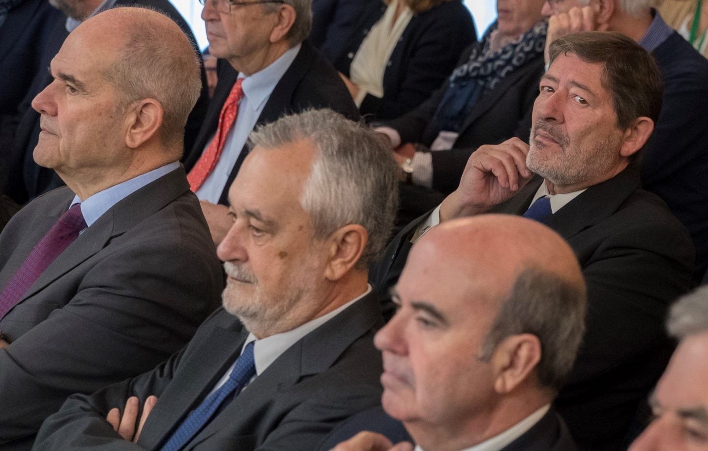 Manuel Chaves, José Antonio Griñán, Gaspar Zarrías y Javier Guerrero, en una de las seisiones del juicio.