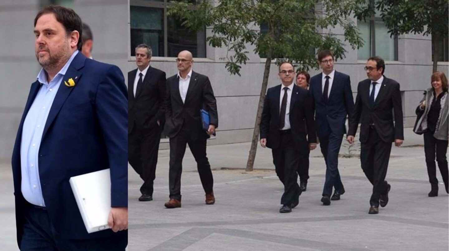 Junqueras y los ex consellers encarcelados, en la Audiencia.