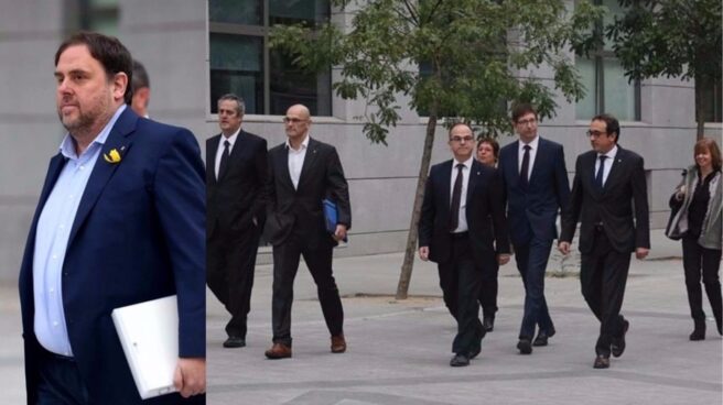 Junqueras y los ex consellers encarcelados, en la Audiencia. Junqueras y los ex consellers encarcelados, en la Audiencia.