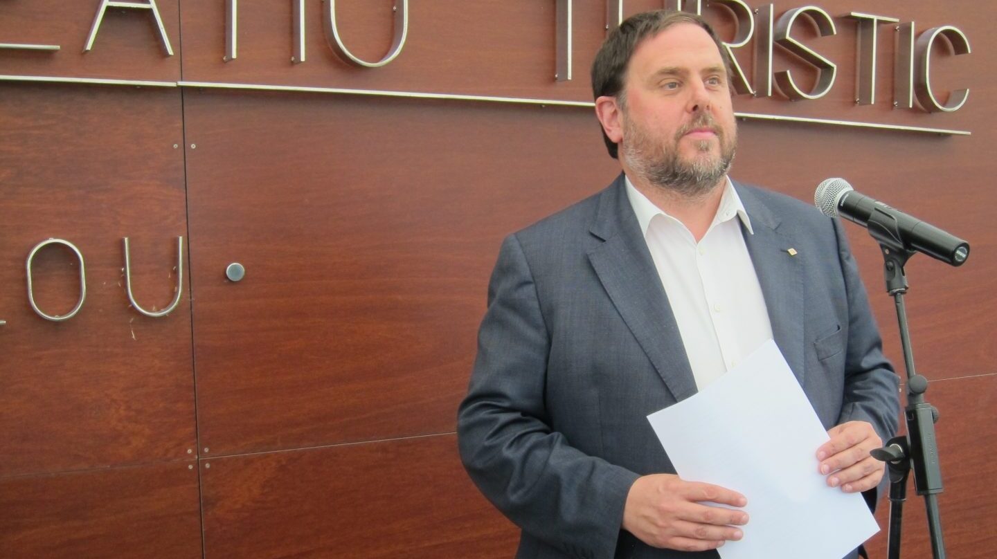 Oriol Junqueras, en un acto público durante su etapa como consejero de Economía y Hacienda.