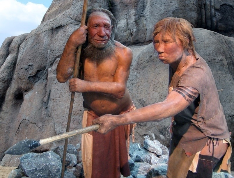 Recreación de neandertales.