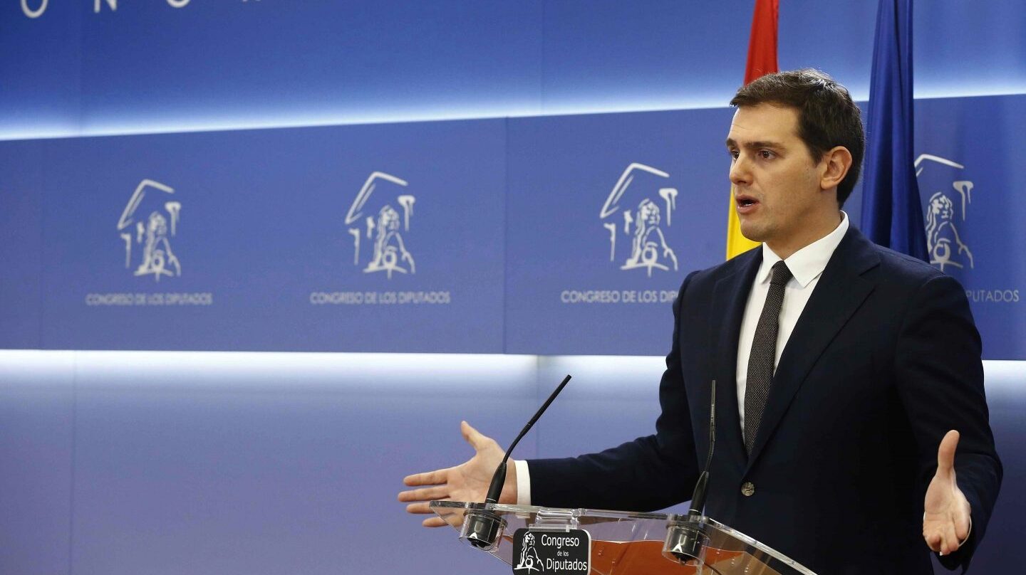 Albert Rivera, en su rueda de prensa de fin de año.
