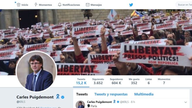 Perfil de Twitter de Carles Puigdemont.