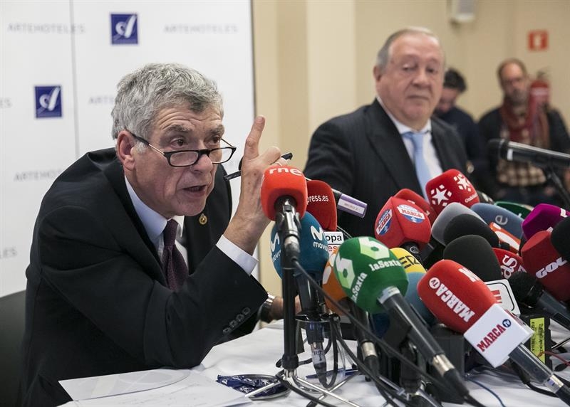 Ángel María Villar, durante la conferencia de prensa ofrecida la pasada semana en un hotel de Madrid.