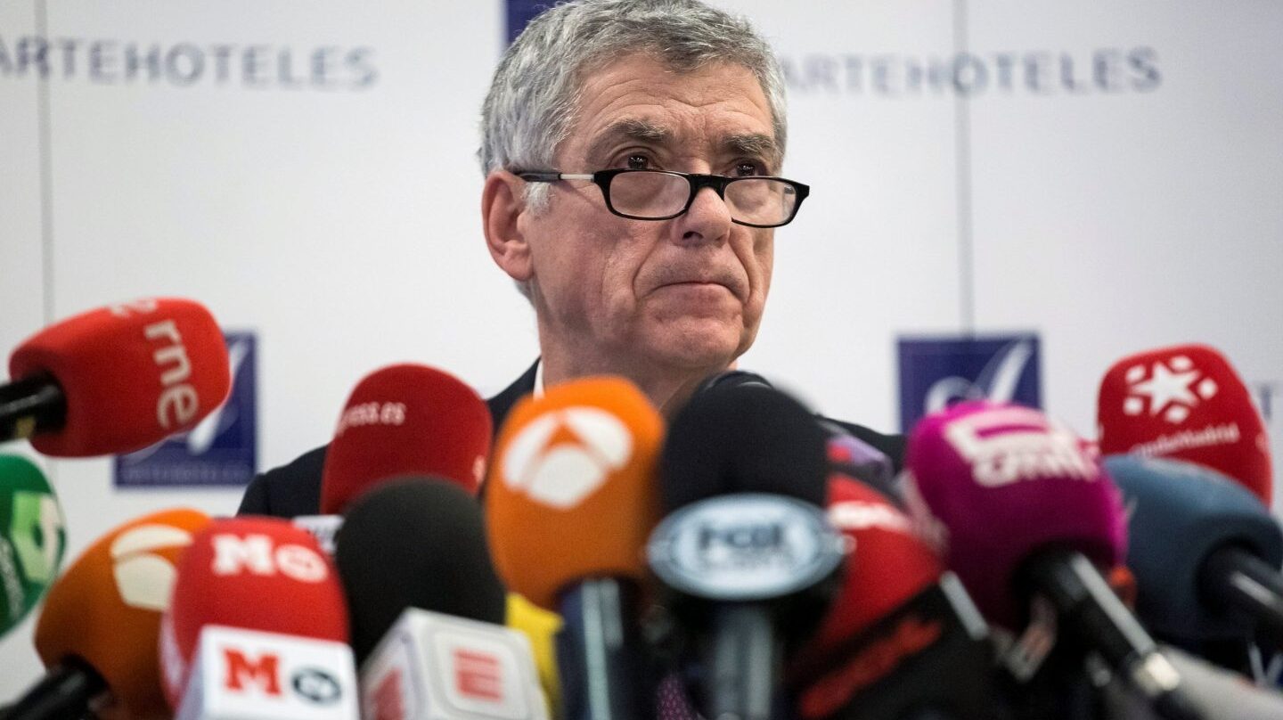 El ex presidente de la Federación Española de Fútbol Ángel María Villar, en una reciente rueda de prensa.