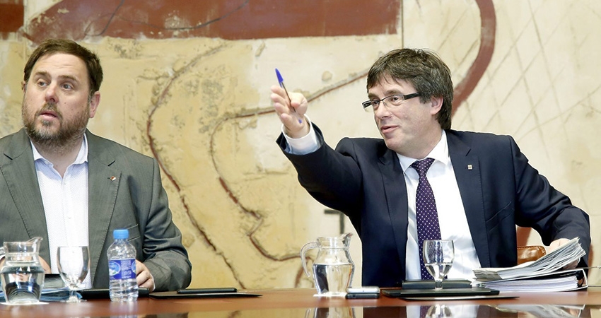 Junqueras y Puigdemont en una reunión del ex Govern