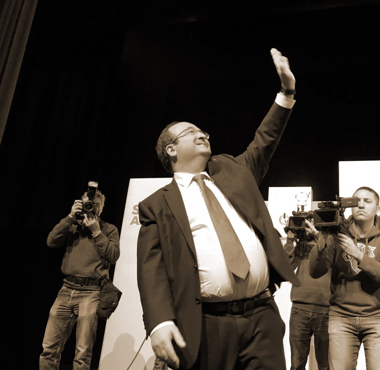 Miquel Iceta, durante un acto de campaña por las elecciones en Cataluña.