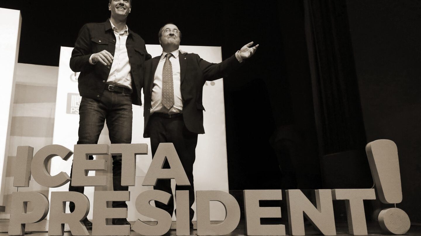 Pedro Sánchez y Miquel Iceta, en un acto de campaña.